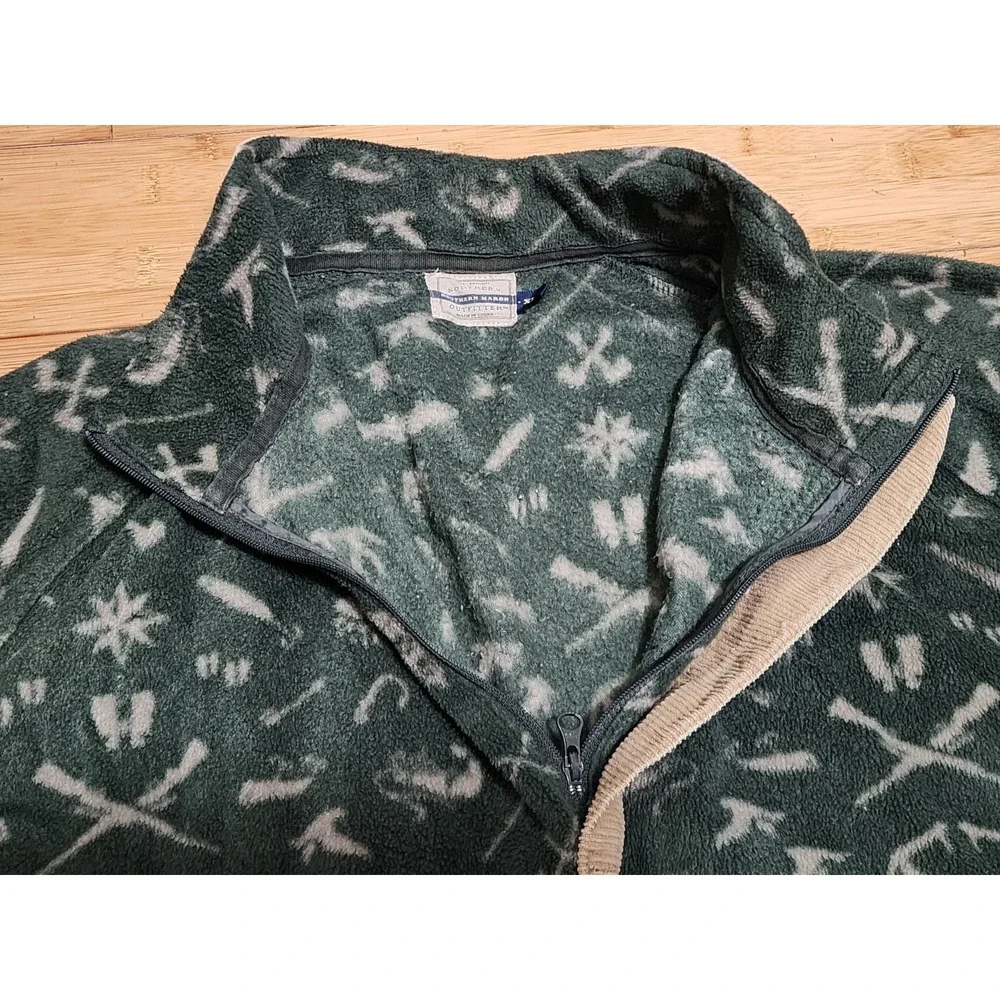 Southern Marsh Woodlands Fleece Men XL 1/2 Zip Pullover Green White Logo Camping